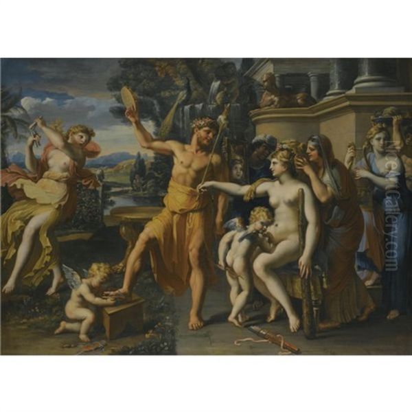 Hercules And Omphale Oil Painting by Francois (le Bourguignon) Perrier