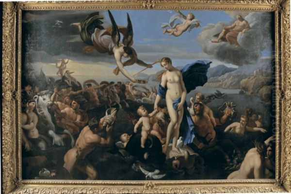 L'allegorie De La Naissance Du Dauphin Oil Painting by Francois (le Bourguignon) Perrier