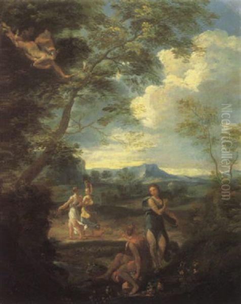 Mercury And Herse Oil Painting by Francois (le Bourguignon) Perrier