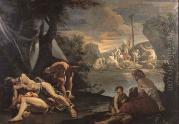 Moise Et Le Serpent D'airain Oil Painting by Francois (le Bourguignon) Perrier