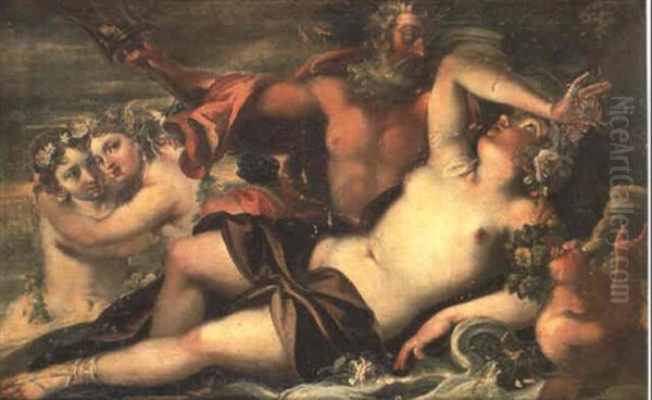 Neptune Et Amphitrite Oil Painting by Francois (le Bourguignon) Perrier