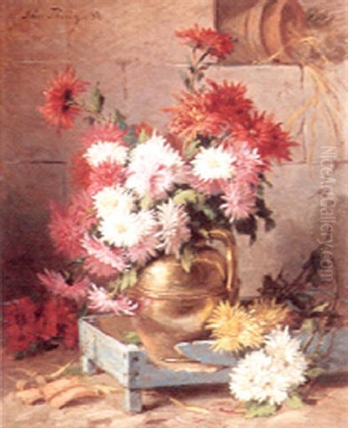 Opstilling Med Blomster Oil Painting by Leon Perrin the Elder