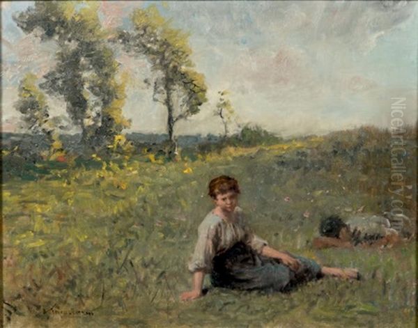 Dans Les Champs Oil Painting by Eugene Feyen Perrin