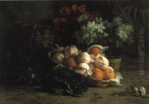 A Basket Of Oranges Oil Painting by Gabriel Perrin