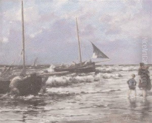 Retour De Peche Oil Painting by Maurice Perronet