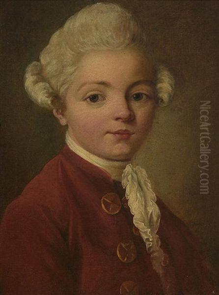 A Portrait Of A Young Boy Oil Painting by Jean-Baptiste Perronneau