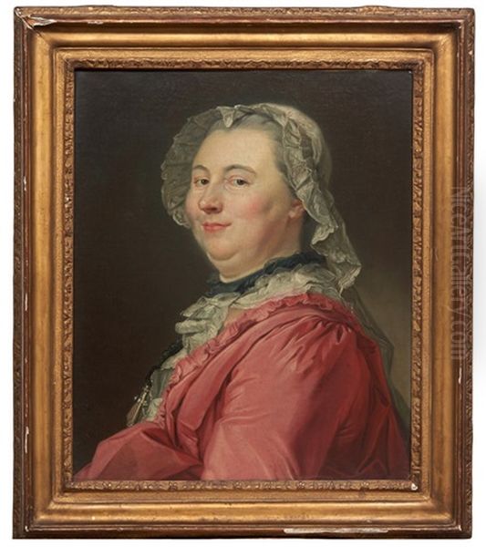 Portrait Suppose De Mlle De L'epee En Robe Rouge Oil Painting by Jean-Baptiste Perronneau