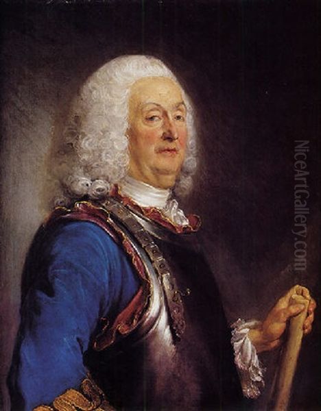 Portrait De Charles De Baschi, Marquis D'aubail, Baron Du Caila, Seigneur De Junas Oil Painting by Jean-Baptiste Perronneau