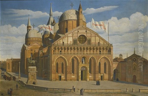 Padua, A View Of The Basilica Of Saint Antony, Seen From The West Oil Painting by Antoine Marie Perrot