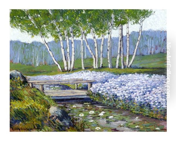 Spring Garden Oil Painting by Clara Fairfield Perry