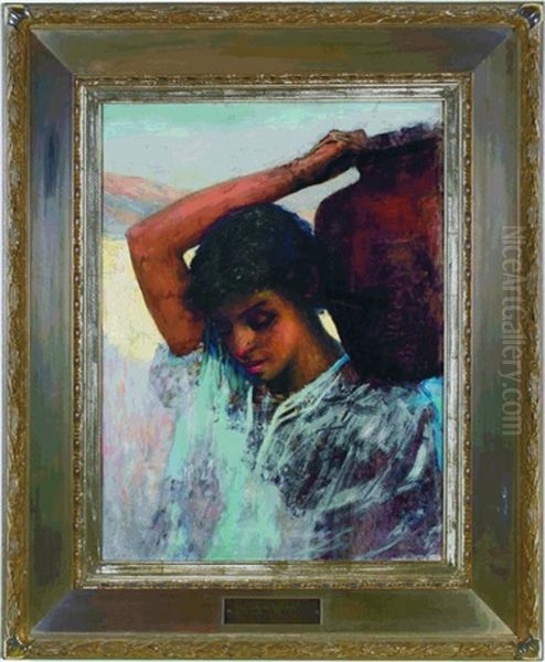 Mexican Water Carrier Oil Painting by Curtis A. Perry