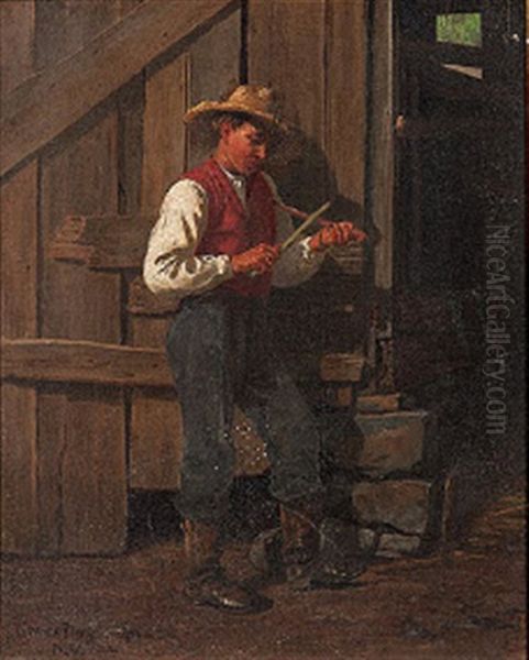 Whittling Gentleman Oil Painting by Enoch Wood Perry