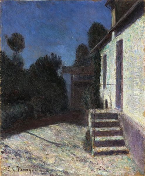 A Home Under Moonlight Oil Painting by Lilla Cabot Perry