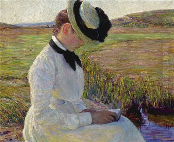 Girl Reading A Book Oil Painting by Lilla Cabot Perry