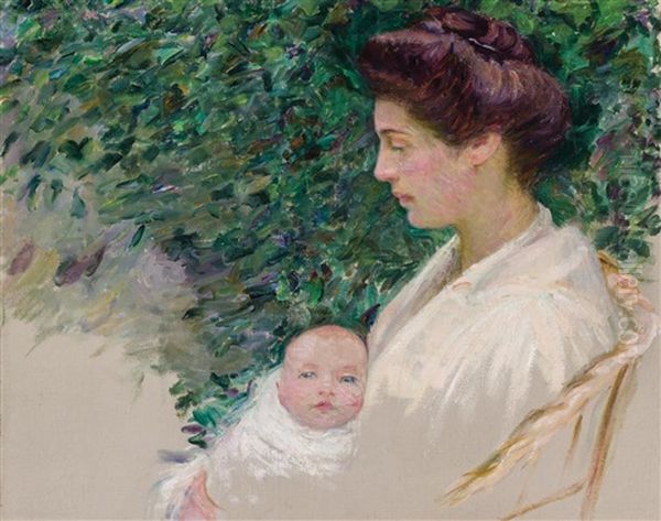 Mother And Baby (alice Grew And Anita) Oil Painting by Lilla Cabot Perry