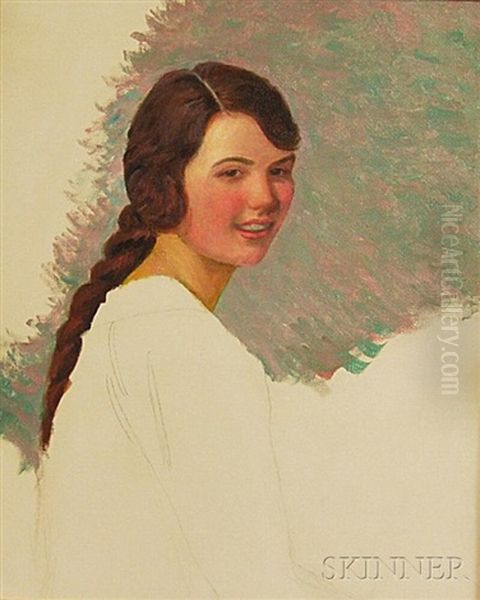 Study Of A Girl With Braid Oil Painting by Lilla Cabot Perry