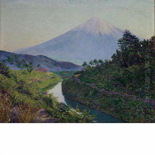 Fuji From Fujiyama Canal Iwahichi Oil Painting by Lilla Cabot Perry