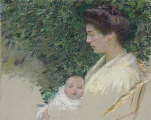 Mother And Baby (alice Grew And Anita) Oil Painting by Lilla Cabot Perry