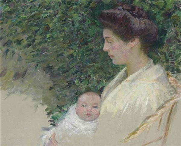 Mother And Baby (alice Grew And Anita) Oil Painting by Lilla Cabot Perry