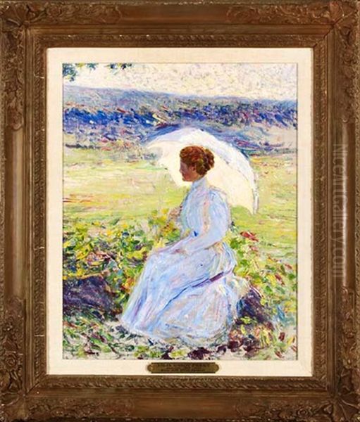 Lady With A White Parasol Oil Painting by Lilla Cabot Perry