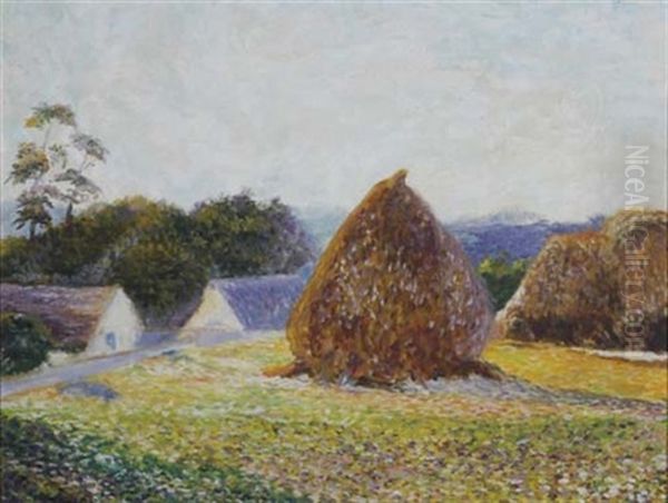 Haystacks, Giverny Oil Painting by Lilla Cabot Perry