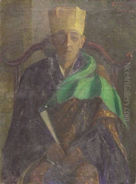 Portrait Of A Japanese Priest Oil Painting by Lilla Cabot Perry