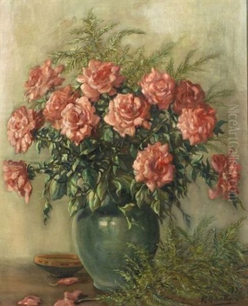 Still Life With Roses Oil Painting by Roland Hinton Perry