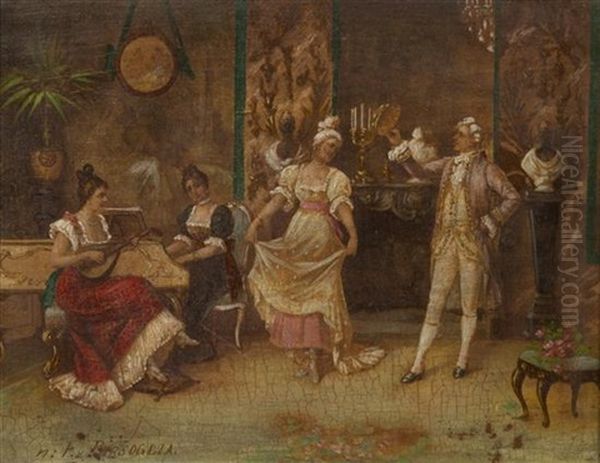 Dancing In The Parlour Oil Painting by Franz Von Persoglia