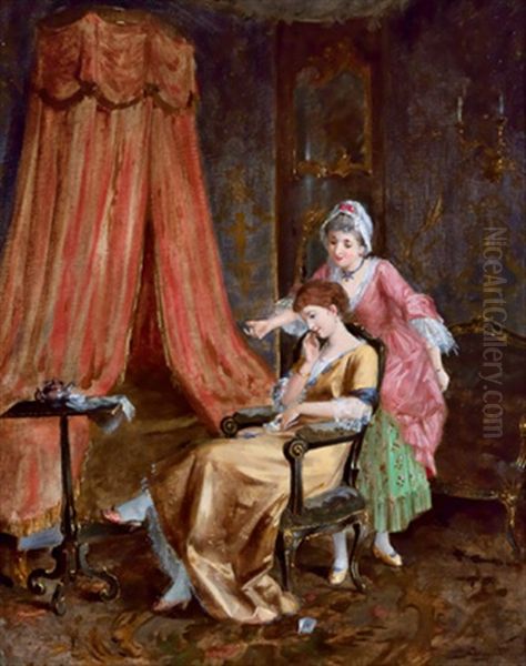 Boudoirszenen Im Stil Des 18. Jahrhunderts (pair) Oil Painting by Franz Von Persoglia