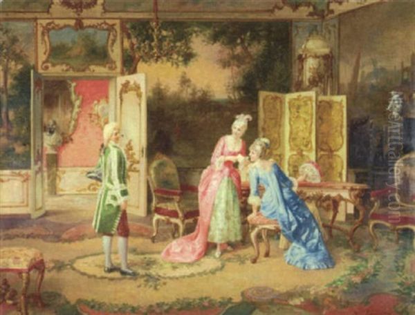 Letter From A Suitor Oil Painting by Franz Von Persoglia