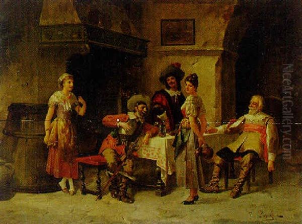 The Coy Barmaid Oil Painting by Franz Von Persoglia