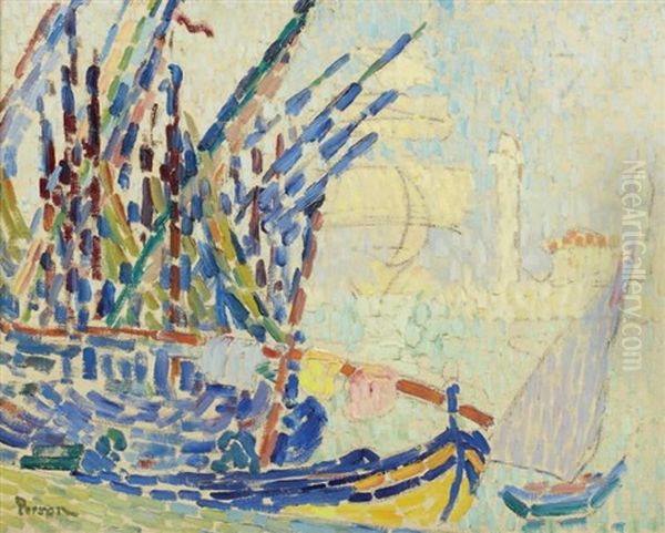 Voiliers Dans Le Port De Saint-tropez Oil Painting by Henri Person