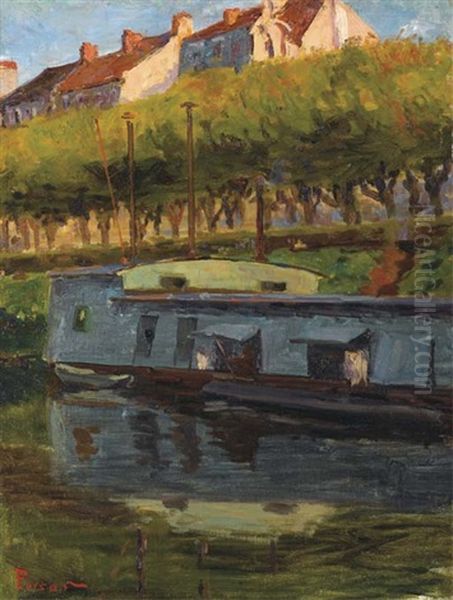 Quai De La Seine A Poissy Oil Painting by Henri Person