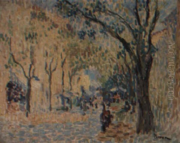 Paris, Boulevard Des Batignolles, L'allee Ombragee Oil Painting by Henri Person