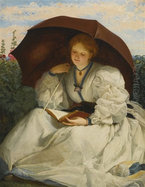 Reading On A Sunny Afternoon Oil Painting by Charles Edward Perugini