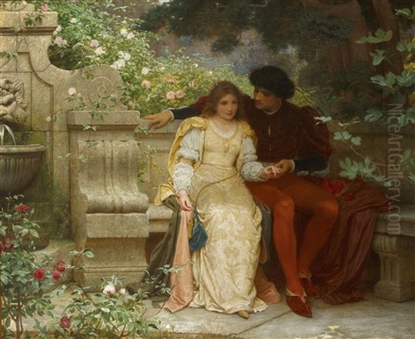 Lovers In A Garden Oil Painting by Charles Edward Perugini