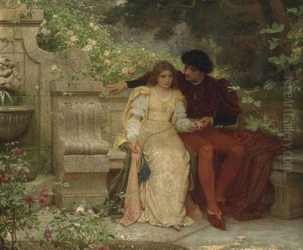 Lovers In A Garden Oil Painting by Charles Edward Perugini