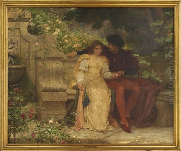 Romeo And Juliet In The Garden Oil Painting by Charles Edward Perugini