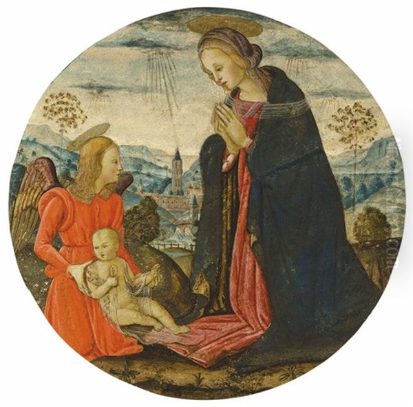 Madonna And Child With An Angel Oil Painting by Pietro Perugino