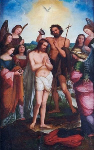 The Baptism Of Christ Oil Painting by Pietro Perugino