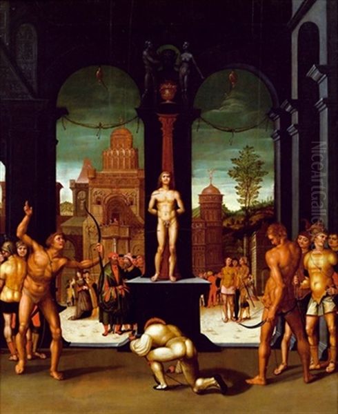 Das Martyrium Des Heiligen Sebastians Oil Painting by Pietro Perugino