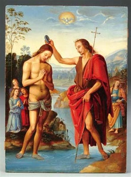 The Baptism Of Christ Oil Painting by Pietro Perugino