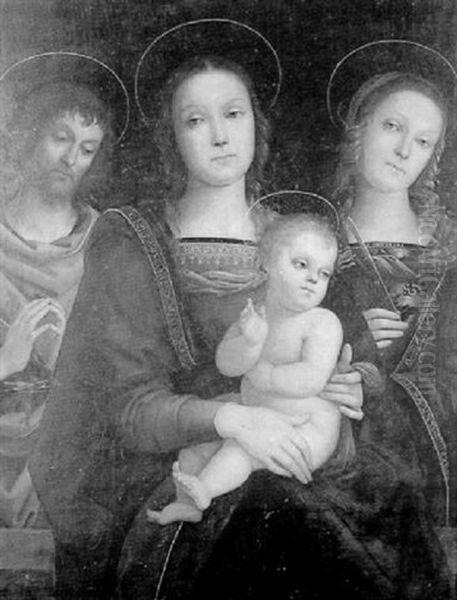 The Madonna And Child With Saints John And Catherine Oil Painting by Pietro Perugino