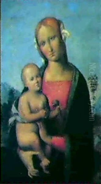 Madonna Mit Kind Vor Landschaftlichem Hintergrund Oil Painting by Pietro Perugino