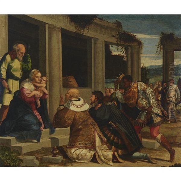 The Adoration Of The Three Kings Oil Painting by Baldassare Peruzzi