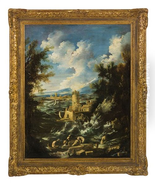 Marina Oil Painting by Antonio Francesco Peruzzini