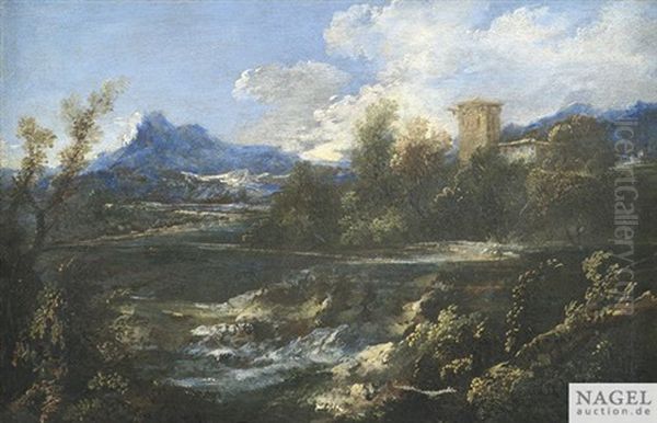 Weite Sudliche Landschaft Mit Gehoft Auf Einer Anhohe Oil Painting by Antonio Francesco Peruzzini