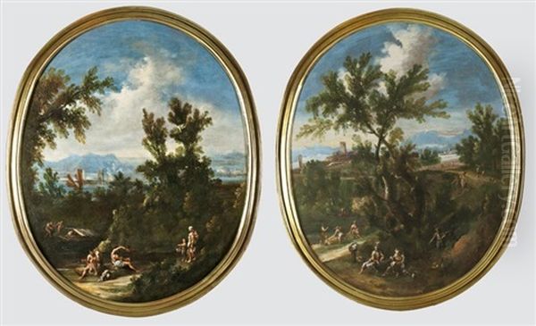 Arkadiai Taj (pair) Oil Painting by Antonio Francesco Peruzzini