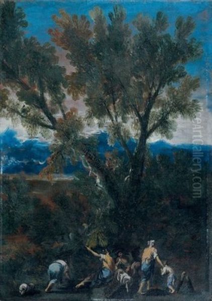 Paysans Au Pied D'un Arbre Oil Painting by Antonio Francesco Peruzzini