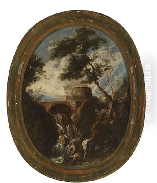 Gebirgslandschaften (pair) Oil Painting by Antonio Francesco Peruzzini